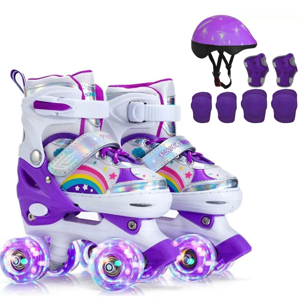 Patins Quad Infantil De 4 Rodas Menina Com LED Pro