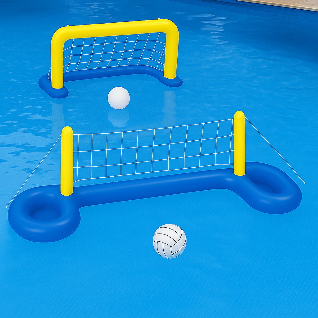 Rede De Volei E Trave Gol Fut Polo Inflável Pisci