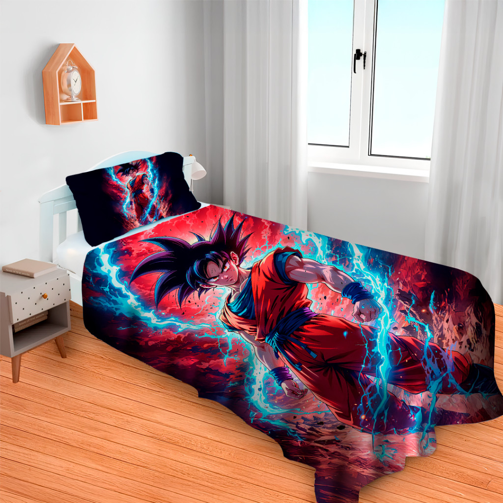 Lençol Cobre Leito Solteiro e Fronha Dragon Ball 
