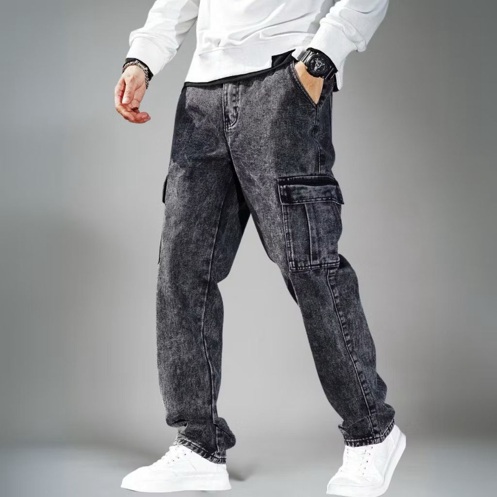 Calça cargo jeans masculina estilo skatista origi