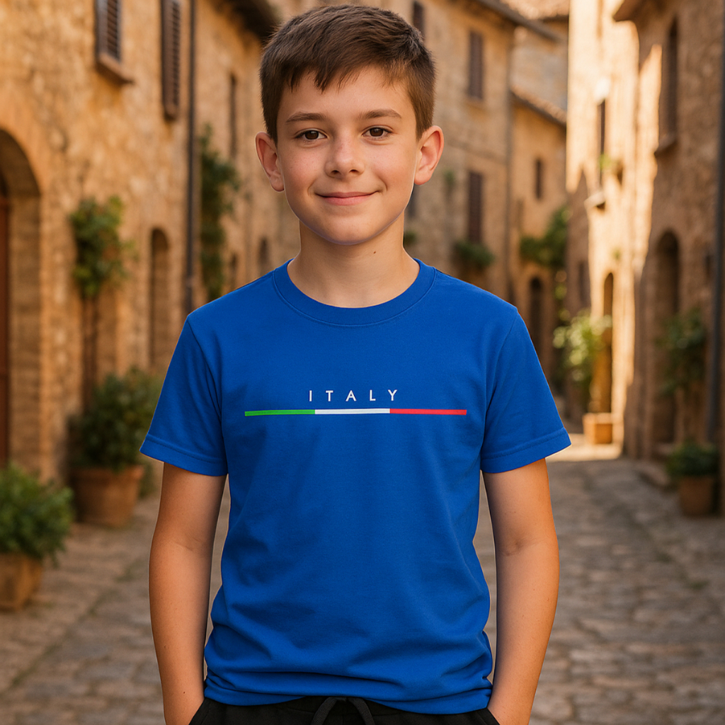 Camiseta Casual 100% Algodão para Meninos Itália