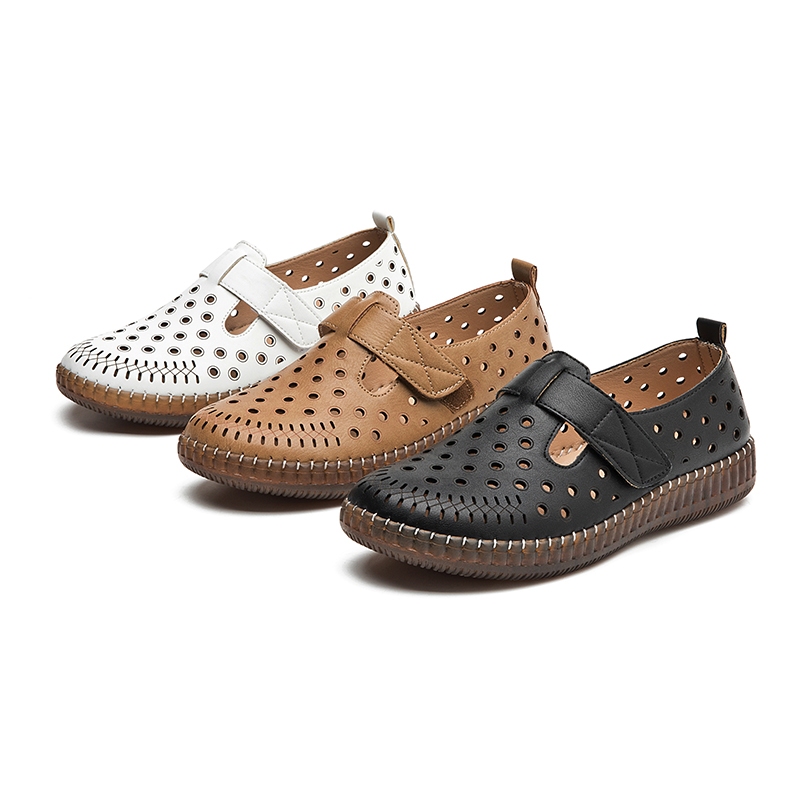 Meijile Sapatos Femininos de Couro com Furos para 