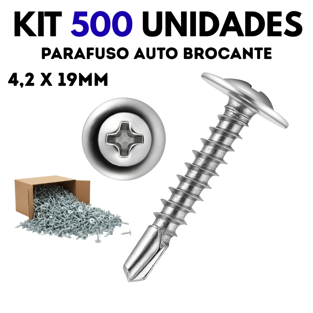Kit 500 Parafuso Atuo Brocante Flangeado 4,2x19mm 