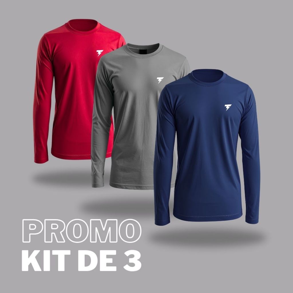 Kit 3 Camisa Térmica Masculina Manga Longa Prote