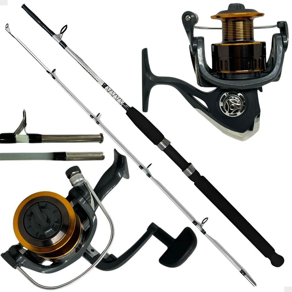 Kit de Pesca Vara Fibra Vidro Maciça 35 Lbs + Mol