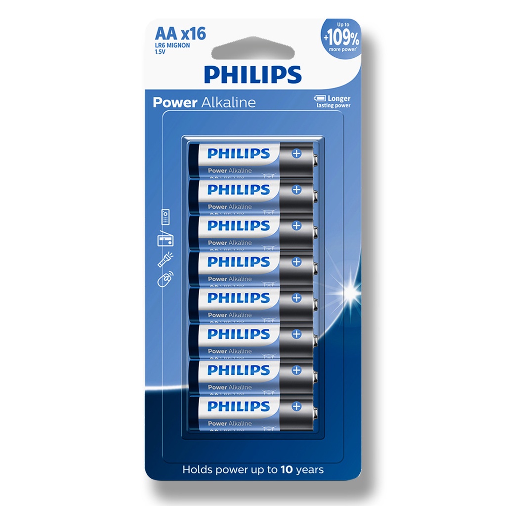 Pilha Alcalina AA Philips Bateria 2A Pequena 16 un