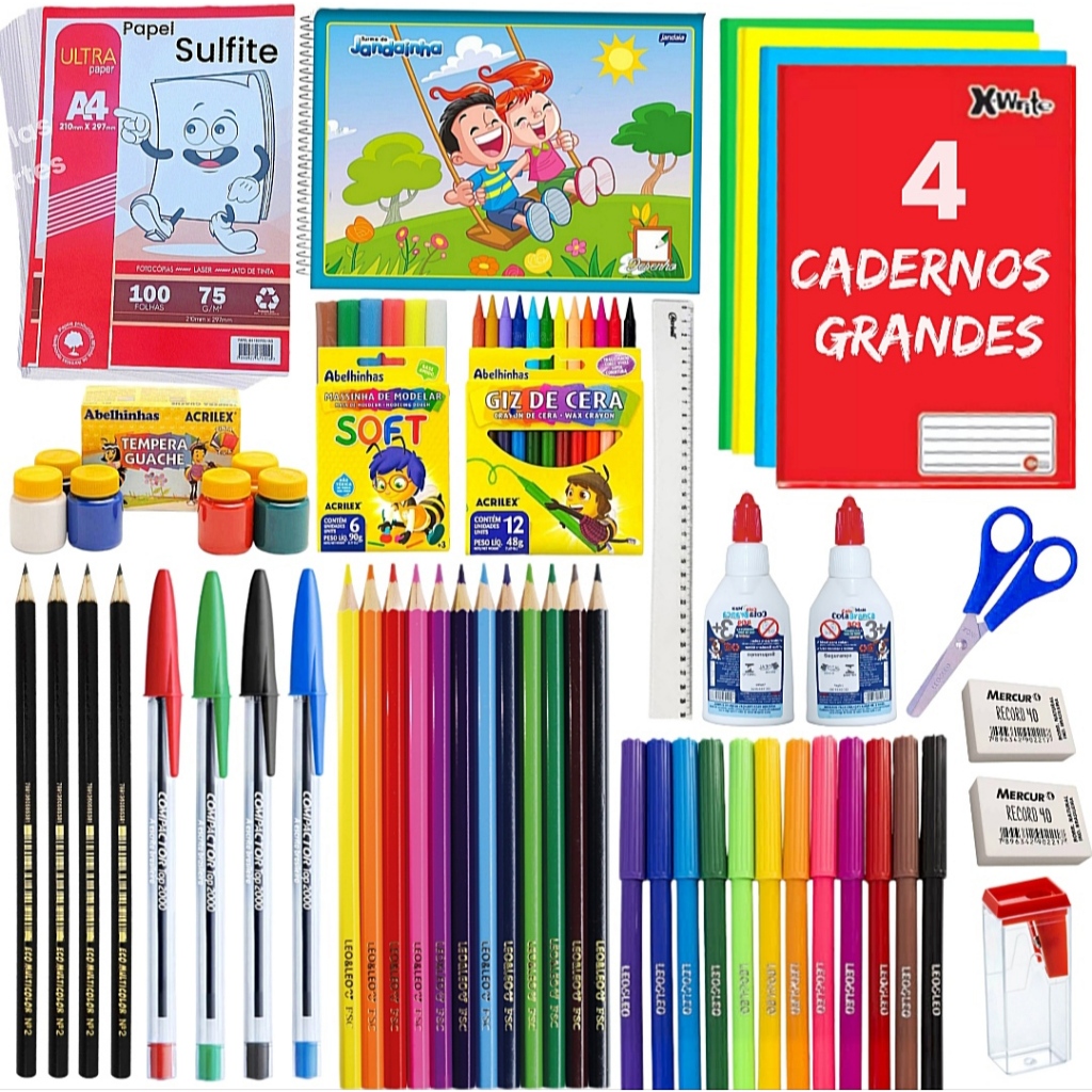 Kit De Material Escolar Ensino Fundamental ou Bás