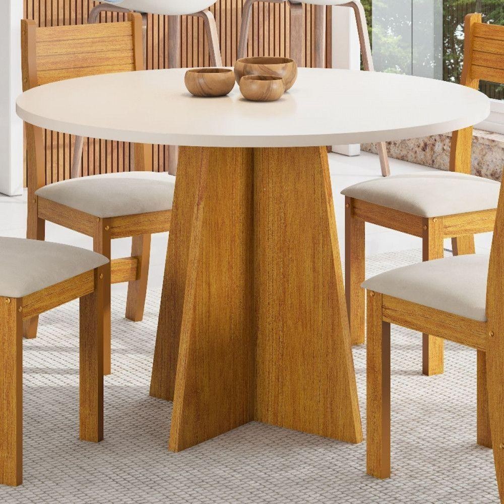 Mesa Redonda 90x90cm Viero Slin Mel/Off White