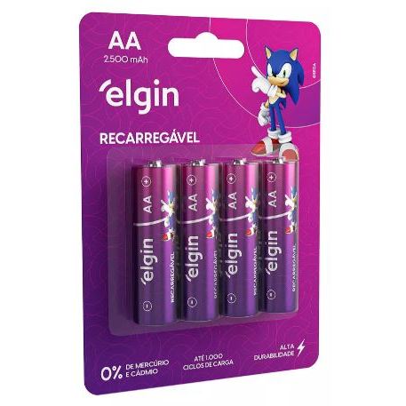 Pilha Pequena Recarregável Aa 2500mah Elgin (blis