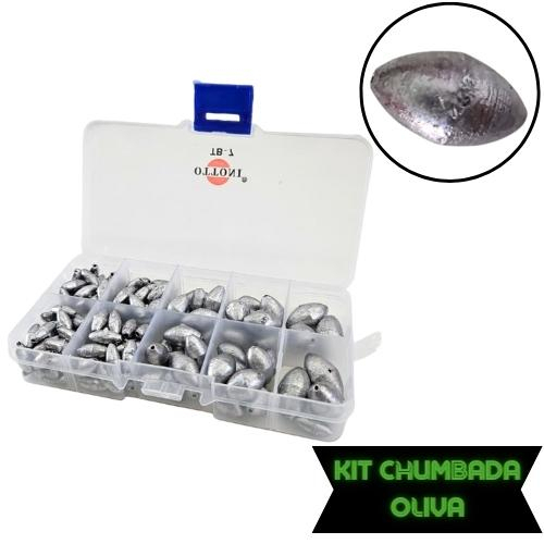 Kit Chumbadas de Pesca Oliva Bola Tralha Pescaria 
