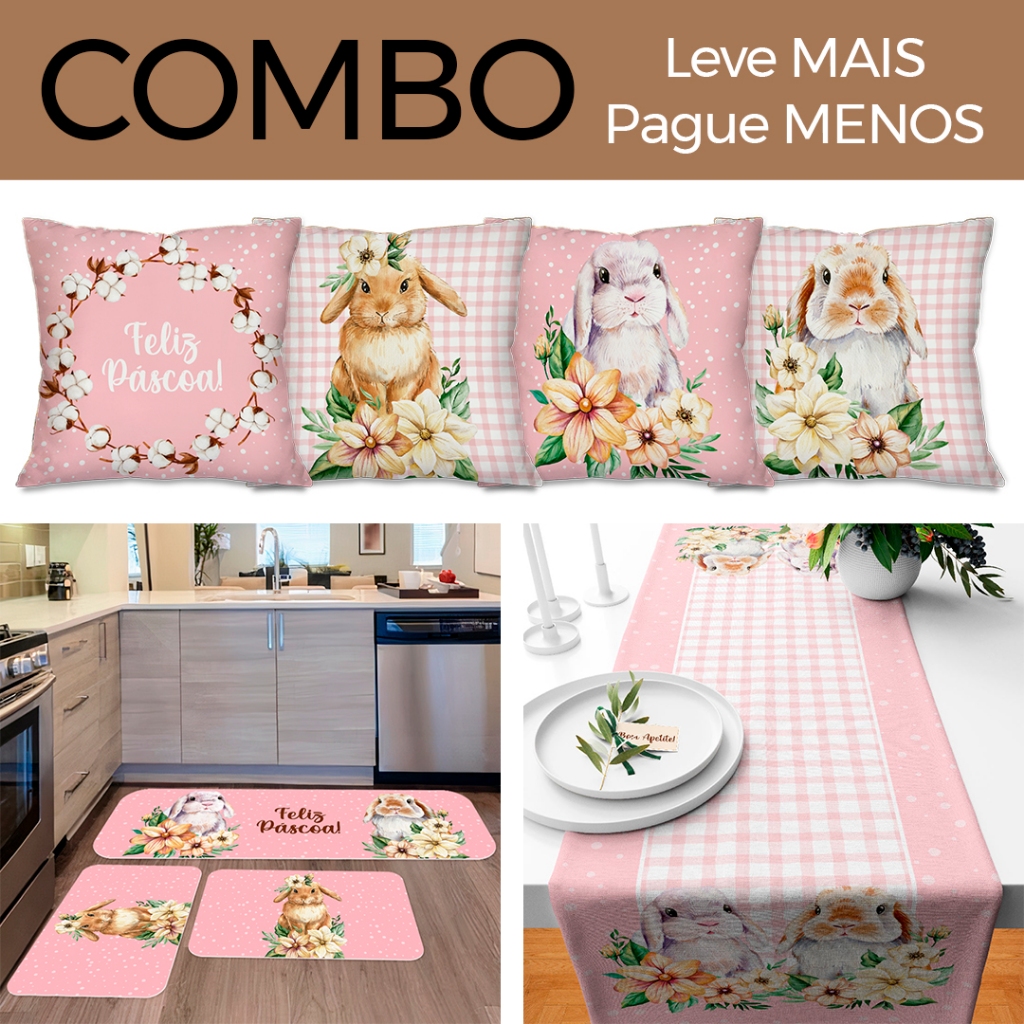 COMBO PÁSCOA: Kit com 4 Capas para Almofadas + Ki