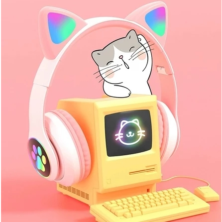 Fone De Ouvido Bluetooth Orelha Gatinho Infantil L