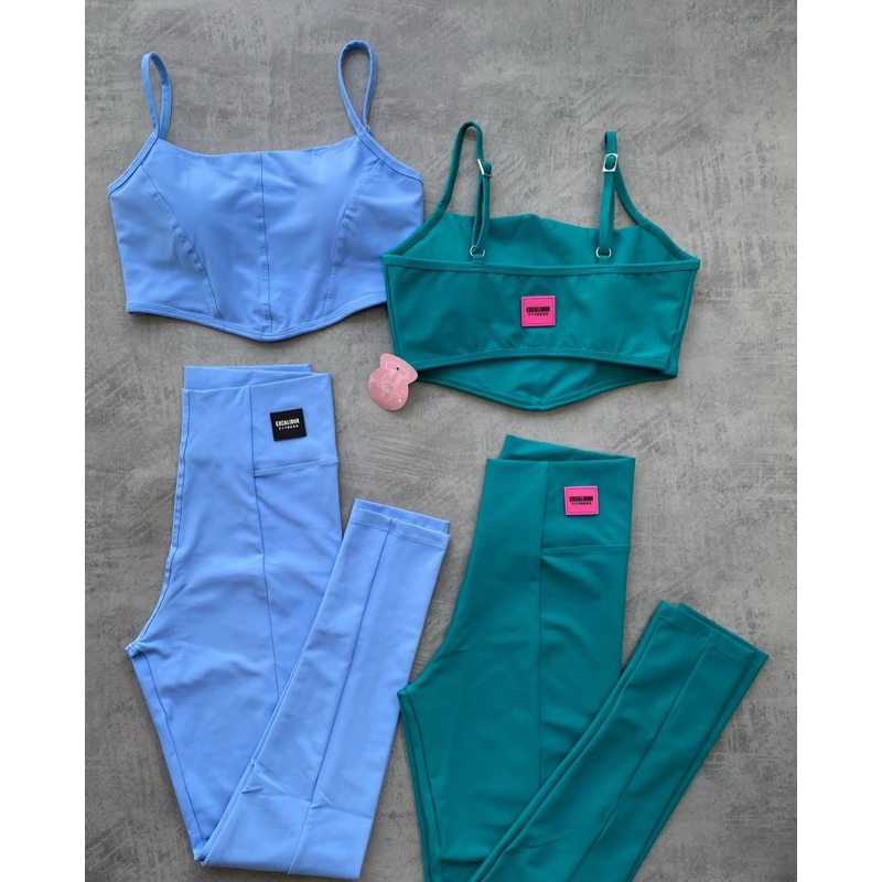 Conjunto Feminino Fitness Calca Legging Top Corser