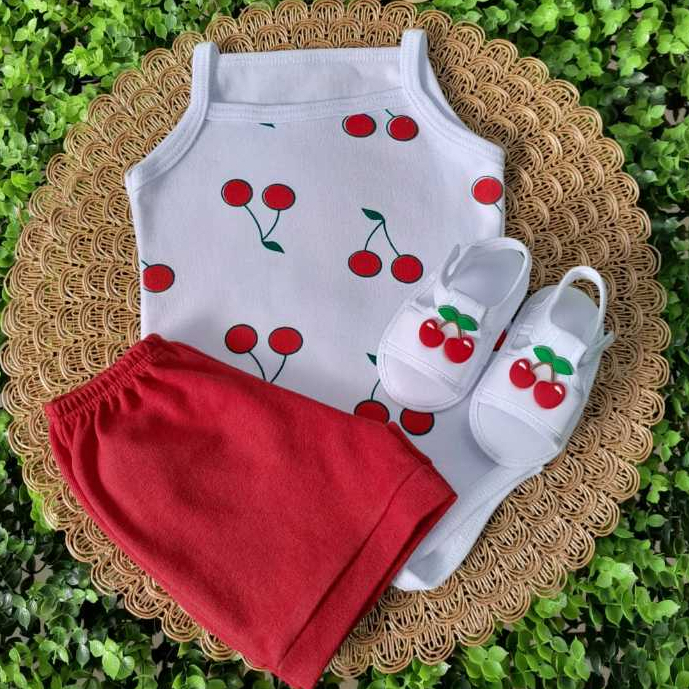 Conjunto Sandália Com Body E Short Bebe Menina Me
