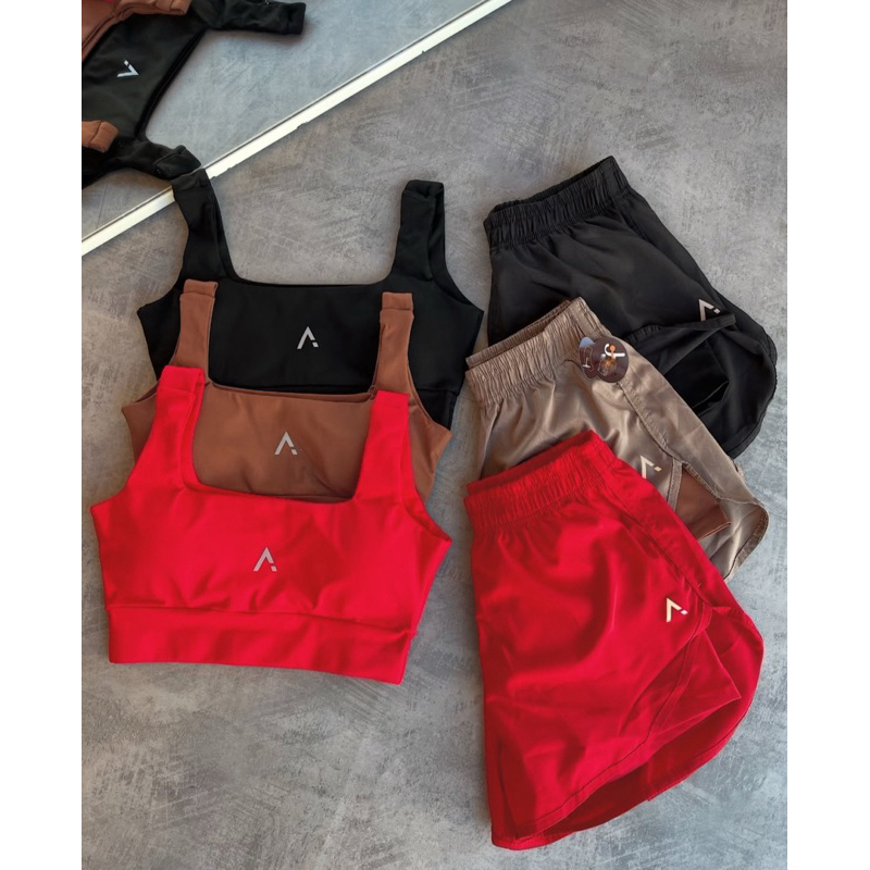 Conjunto Fitness Poliamida Top Com Bojo Short Dupl