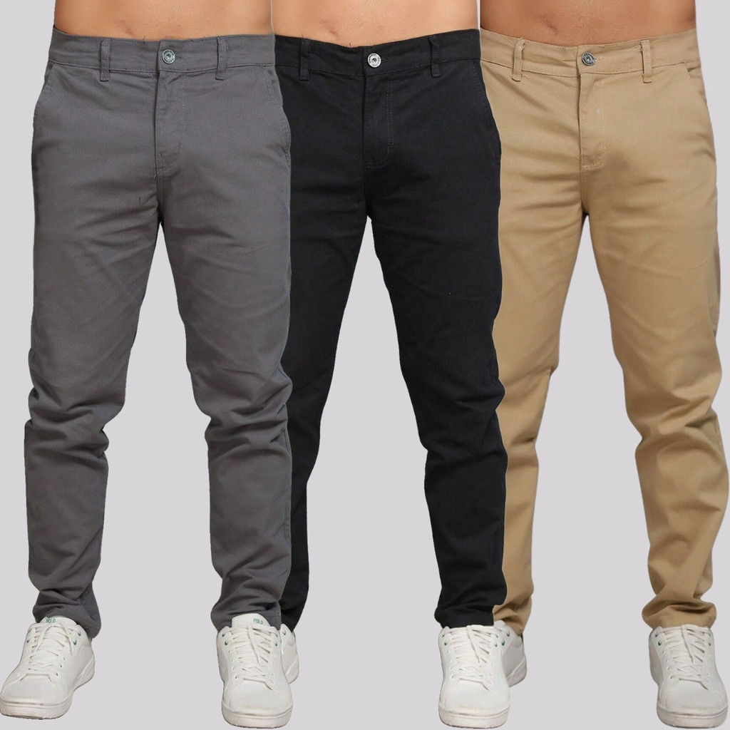 Kit 3 Calça Sarja Masculina Calca Masculino C/lyc