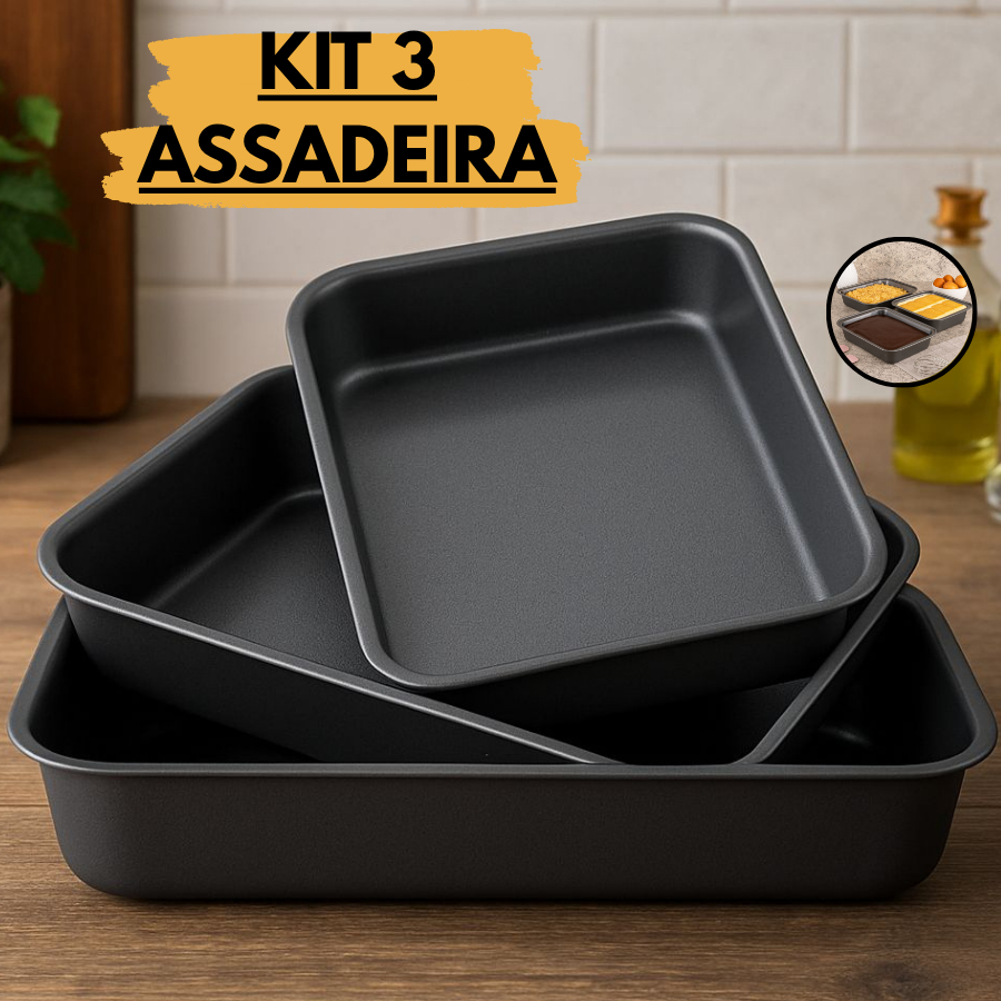 Kit Forma Assadeira Antiaderente Bolo Lasanheira S