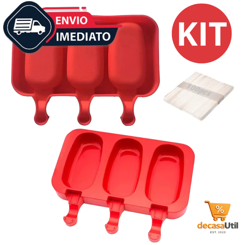 Kit 2 Forma Molde Para Sorvete Picolé Silicone ma