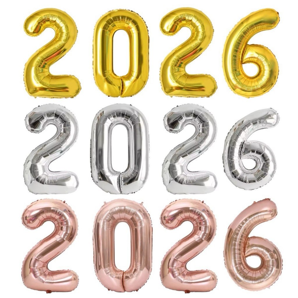 Kit 4 Balão Metalizado Numero 2026 80cm 32 polega
