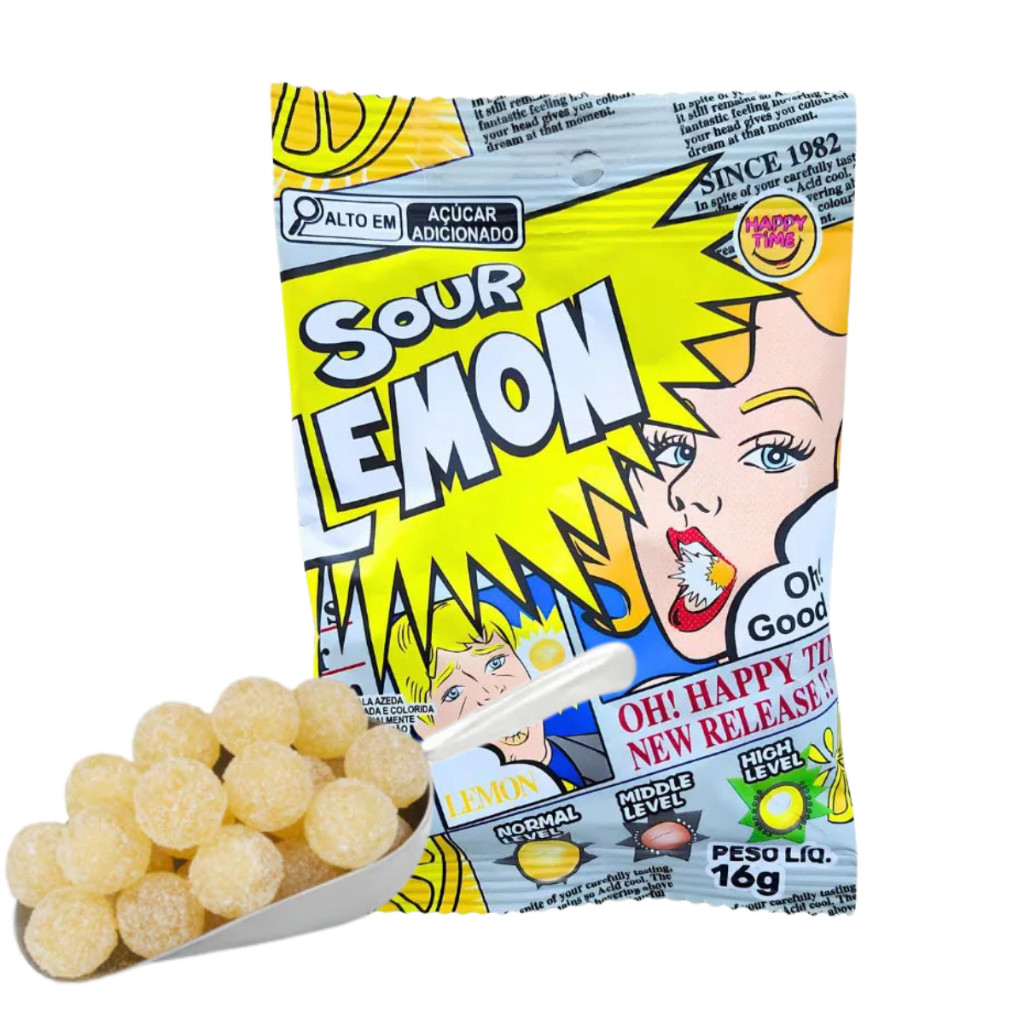 Bala Super Azeda Sour Lemon Limao Happy Time 16g S