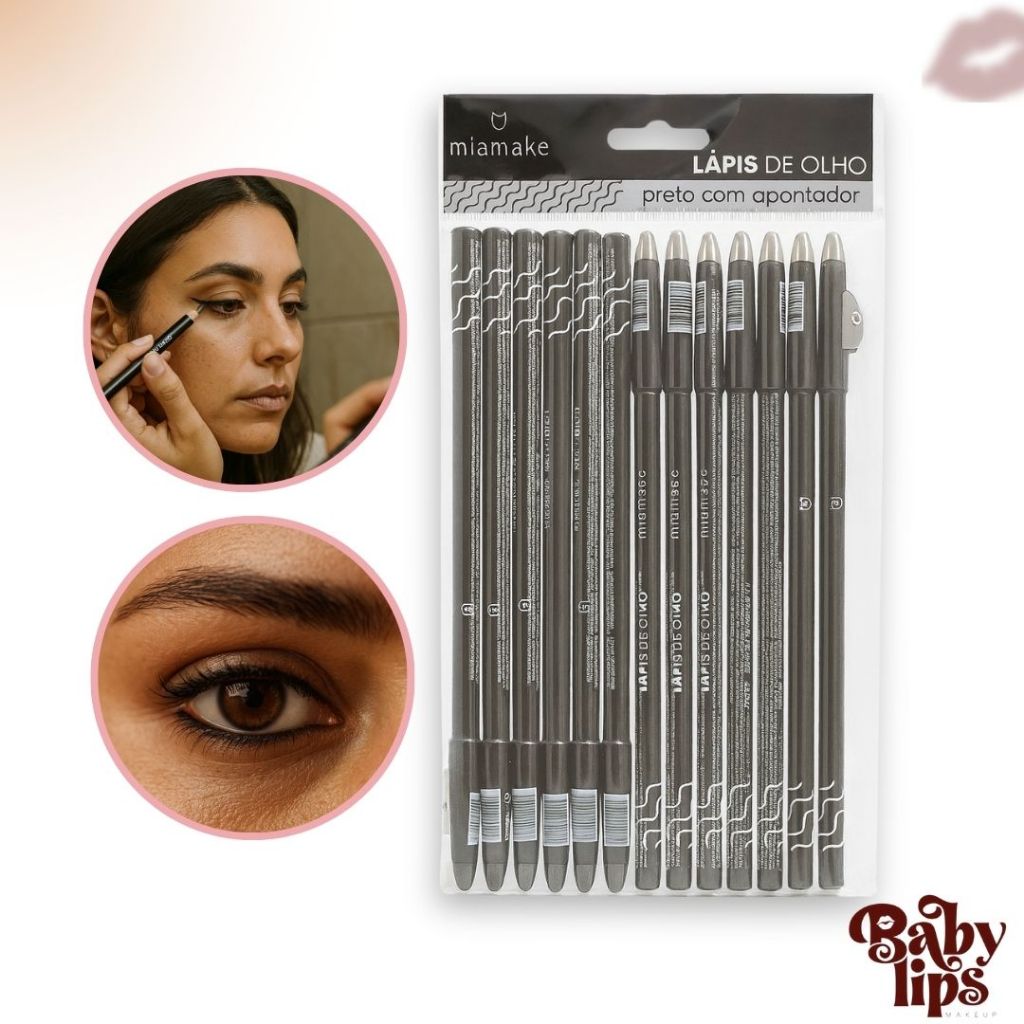 Pacote c/ 12 Lápis de Olho Preto com Apontador Mi