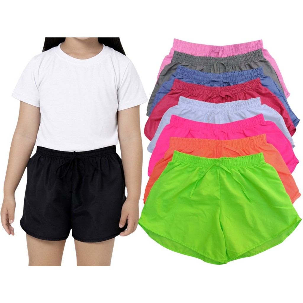 Kit 2 Short Tactel Infantil Juvenil Menina Moda Pr