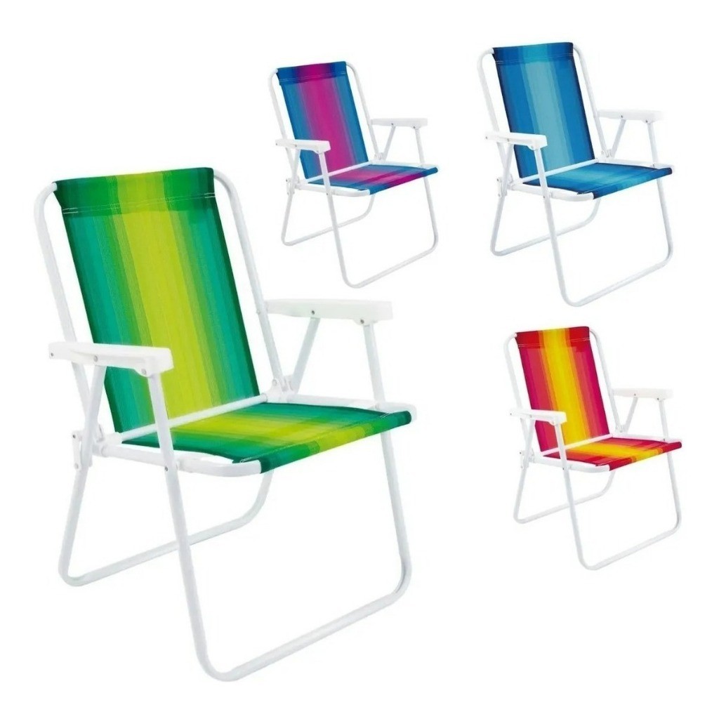 Kit 2 Cadeira de Praia Varanda Alta em Aço 110 kg