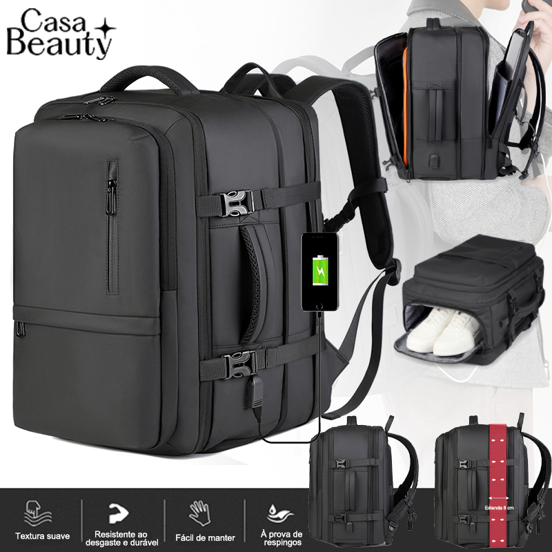 Mochila Expansível Multifuncional com USB e Compa