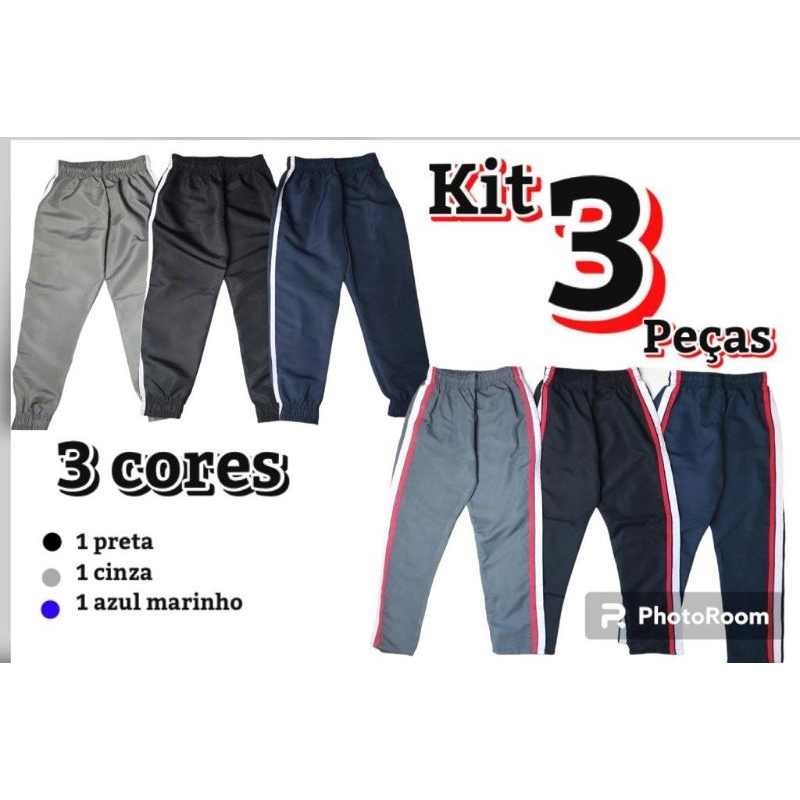 Kit 3 Calças Tactel Infantil e juvenil  Uniforme 