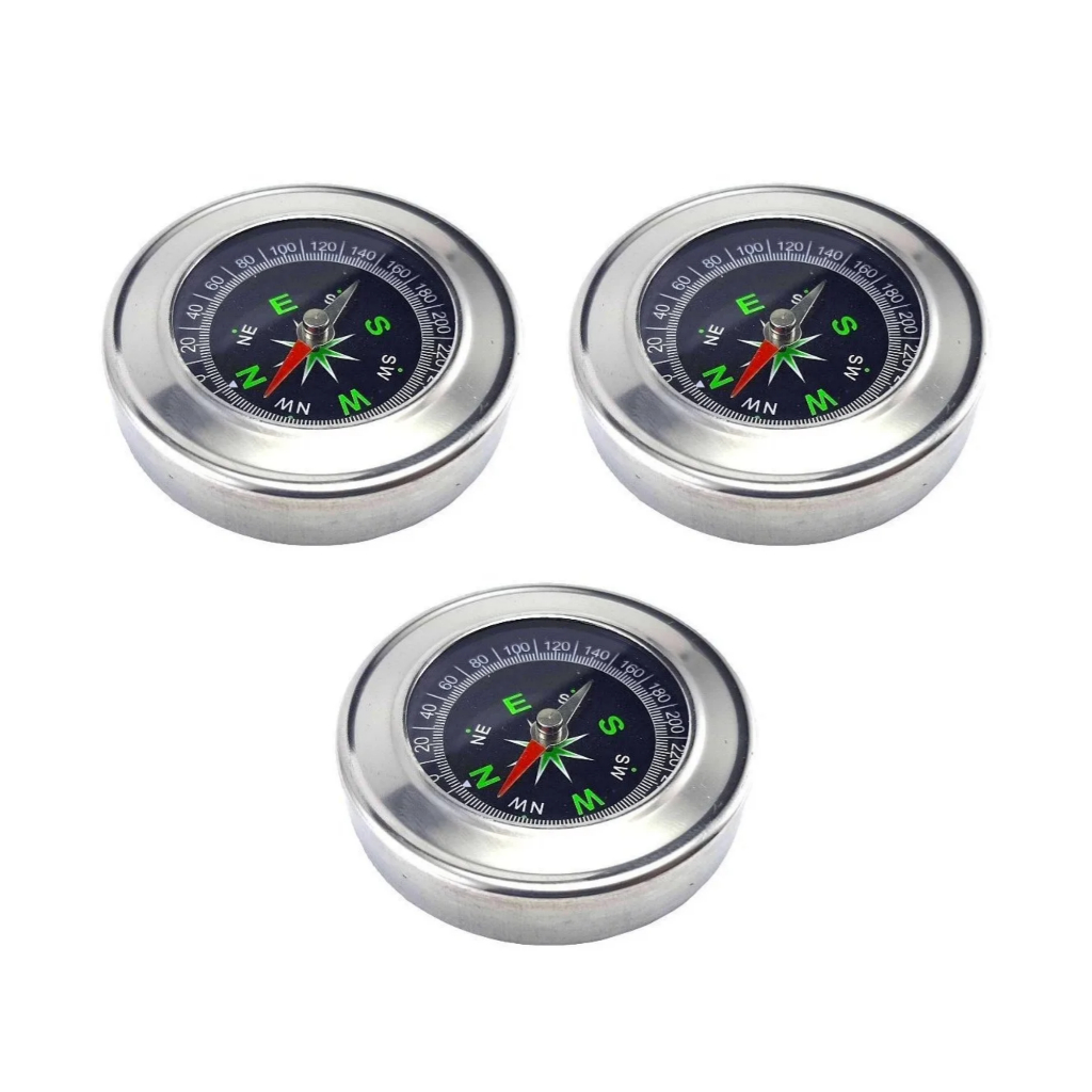Kit 3 Bússolas Profissional 6cm Metal Bolso Campi