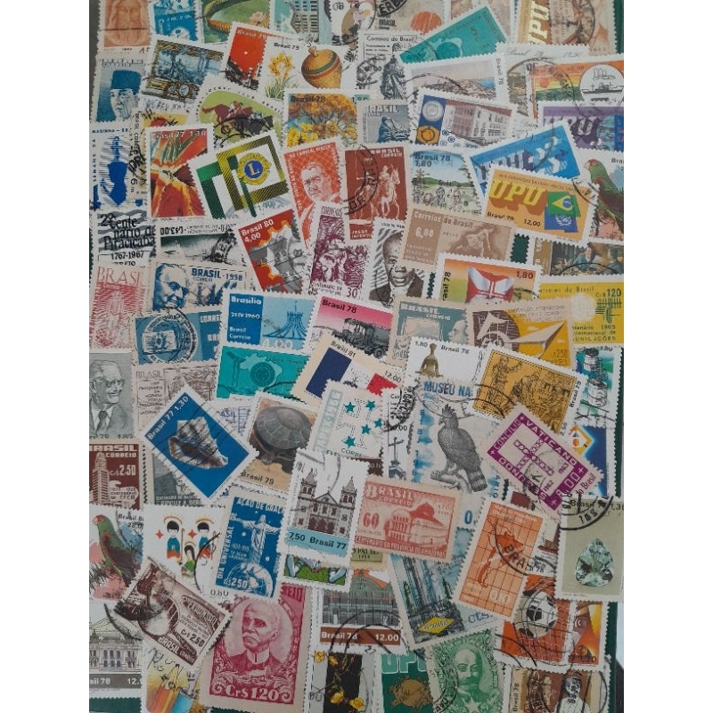 Lote com 200 selos do Brasil variados diferentes