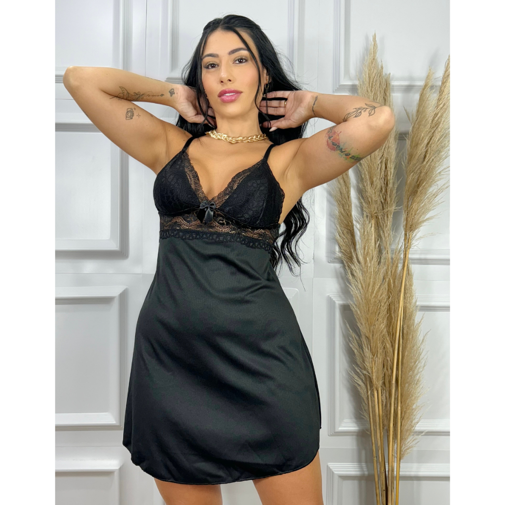 Camisola sem Bojo Feminina Lingerie Pijama Renda N