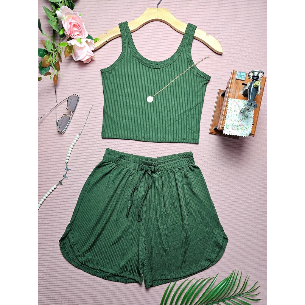 Conjunto Feminino Regata TOP CROPPED Canelada + Sh