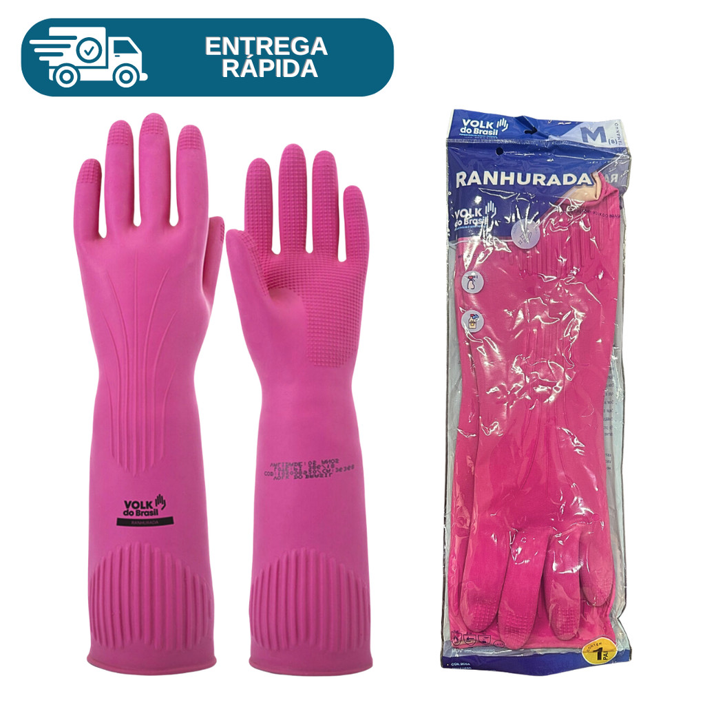 Luva De Latex Ranhurada Cano Longo Antialérgica P