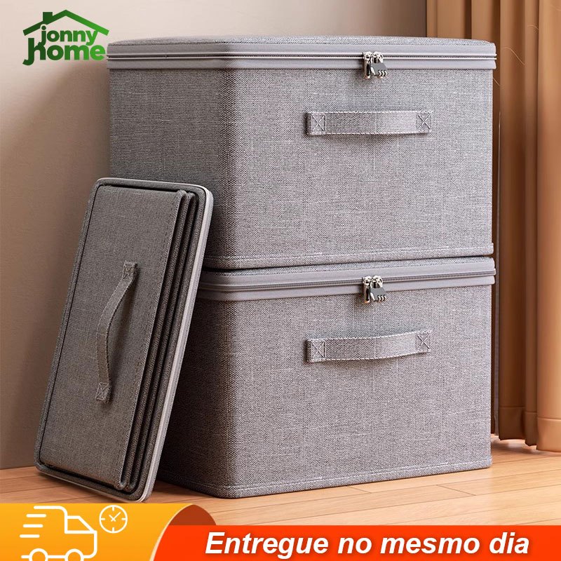 Caixa grande de armazenamento com zíper para roup