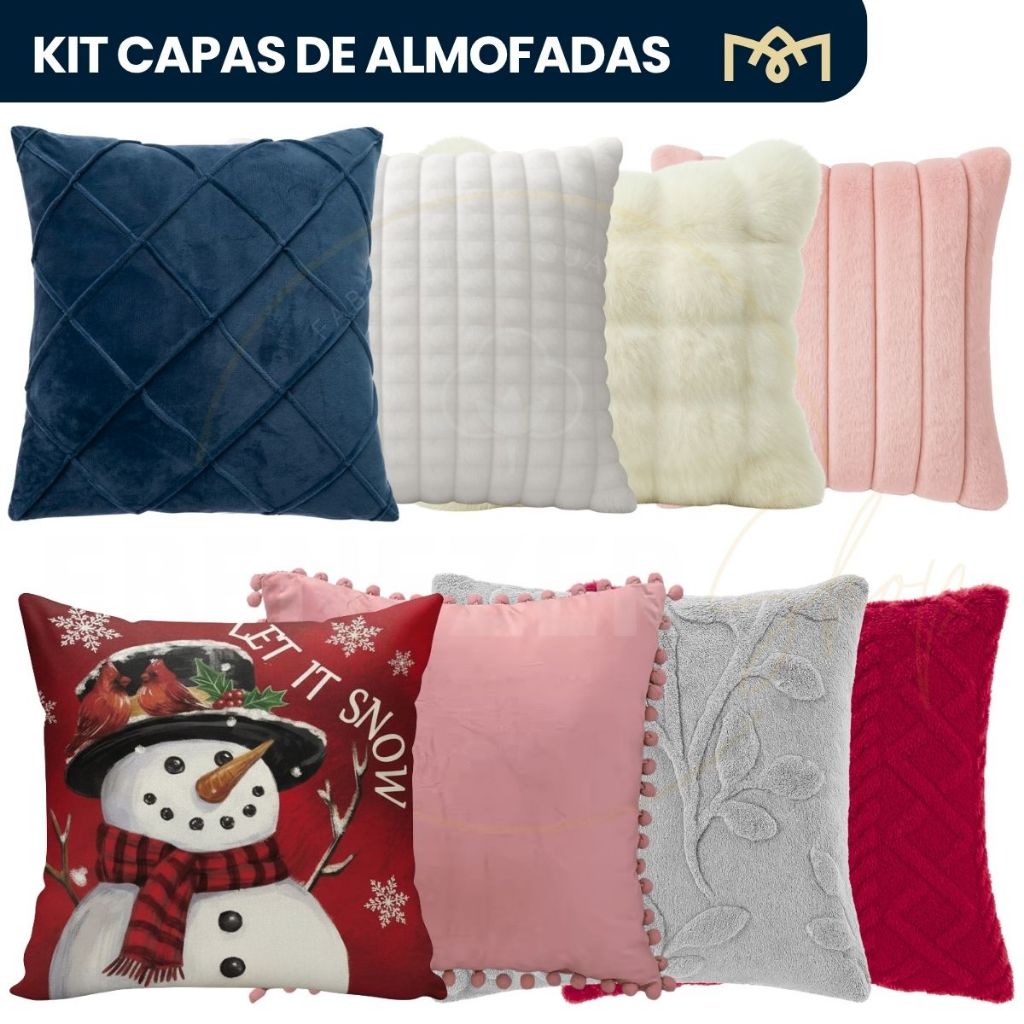 Kit 2 Capas de Almofadas Tecido Suede e Pelucia So