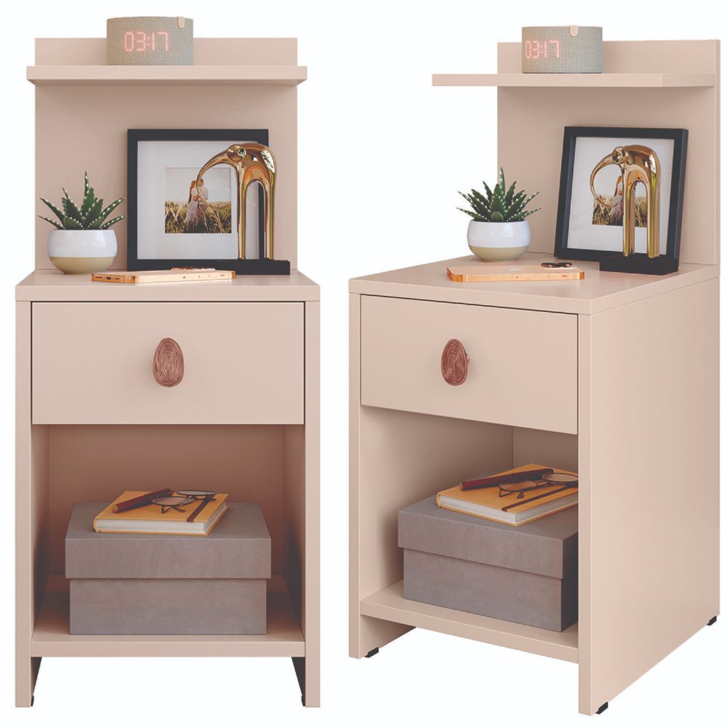 Kit 2 Mesa de Cabeceira com Gaveta e Prateleira La