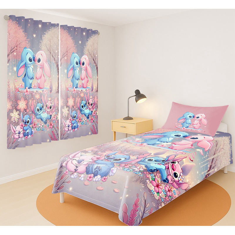 Jogo de Lençol e Fronha Infantil  L. Stitch Tema 
