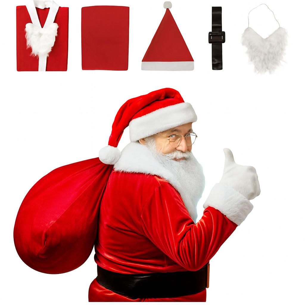 Roupa Papai Noel Natalina Veludo Luxo Completa Blu