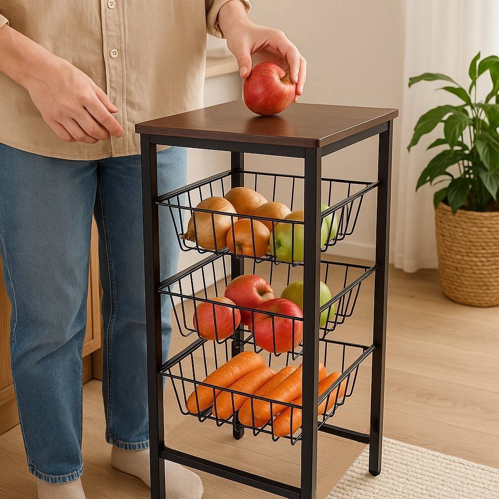 Fruteira De Chão Suporte Organizador Multiuso Pre