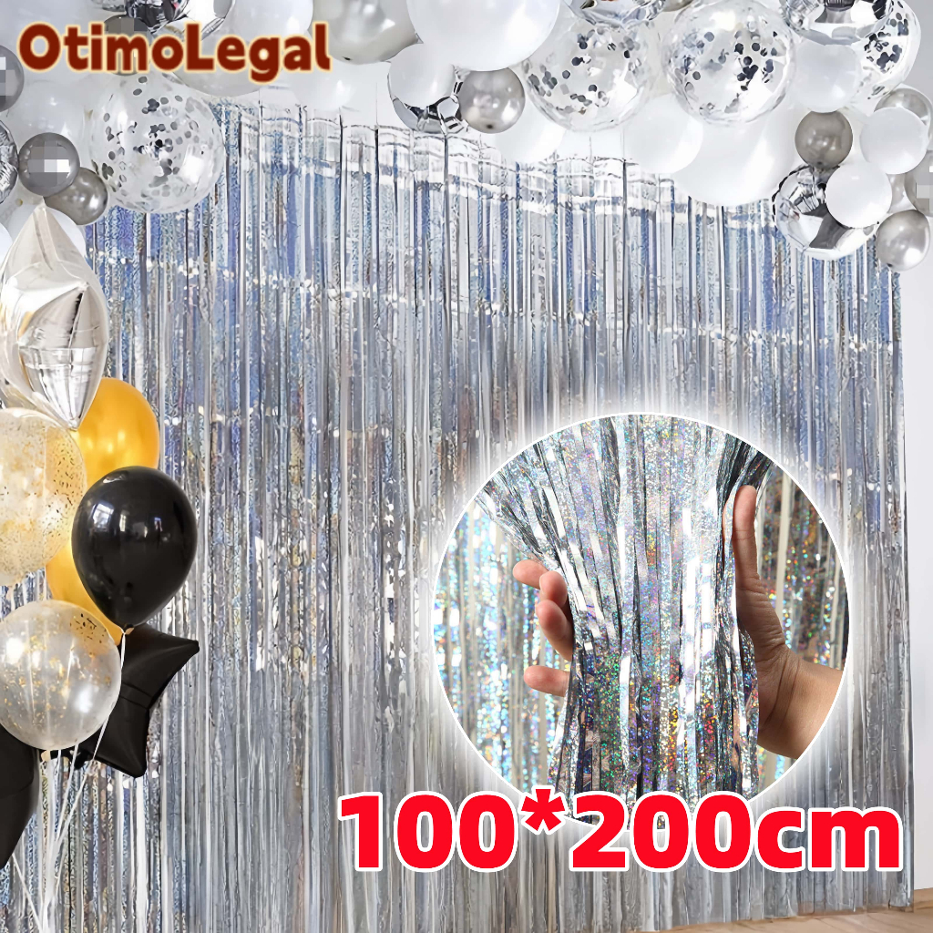 Kit 1/2/3/4 Cortina Metalizada com Franja Metálic