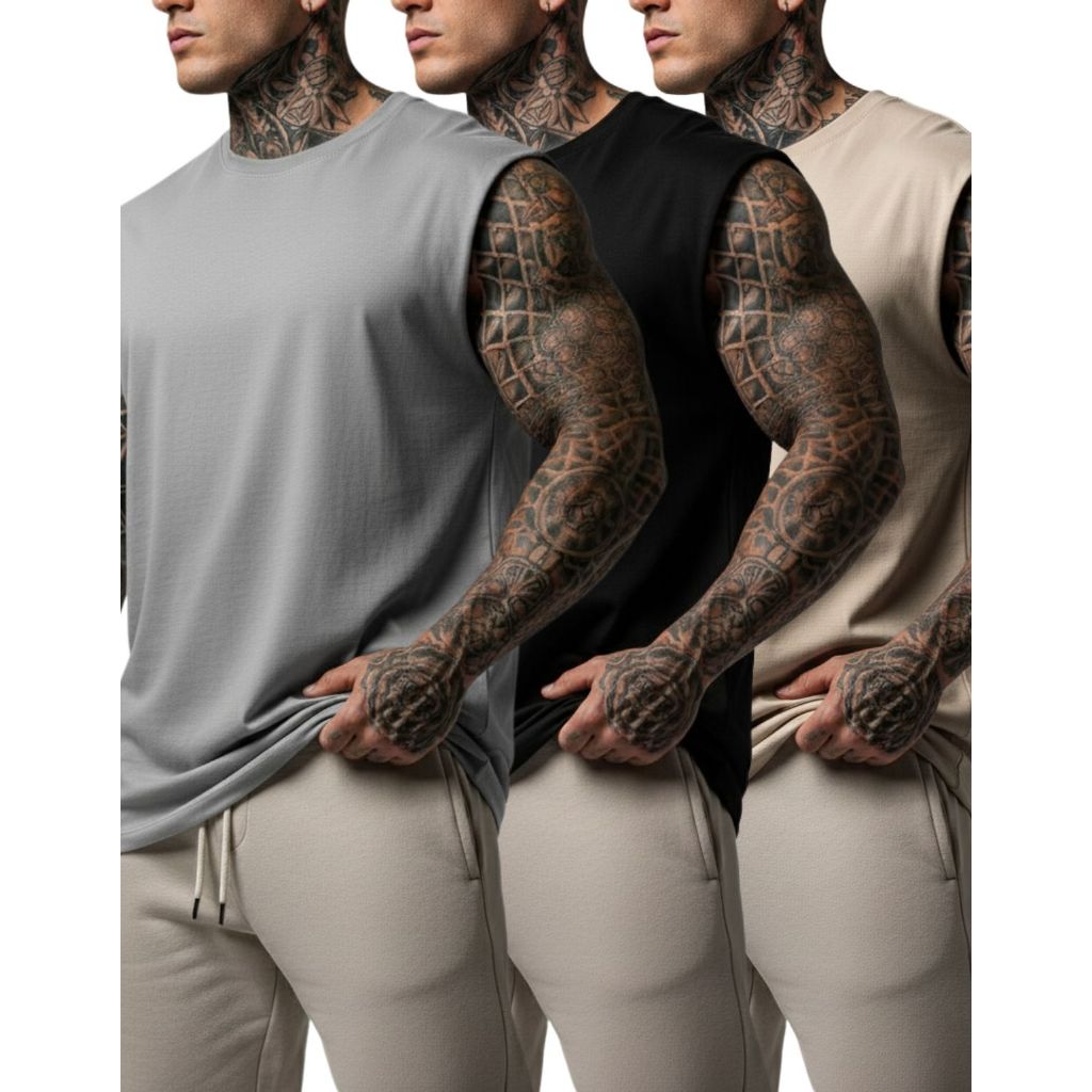 Kit 2 3 4 Camiseta Regata Streetwear Oversized Mas