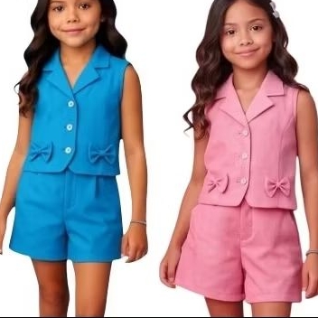 conjunto infantil feminino colete e short ,idade r
