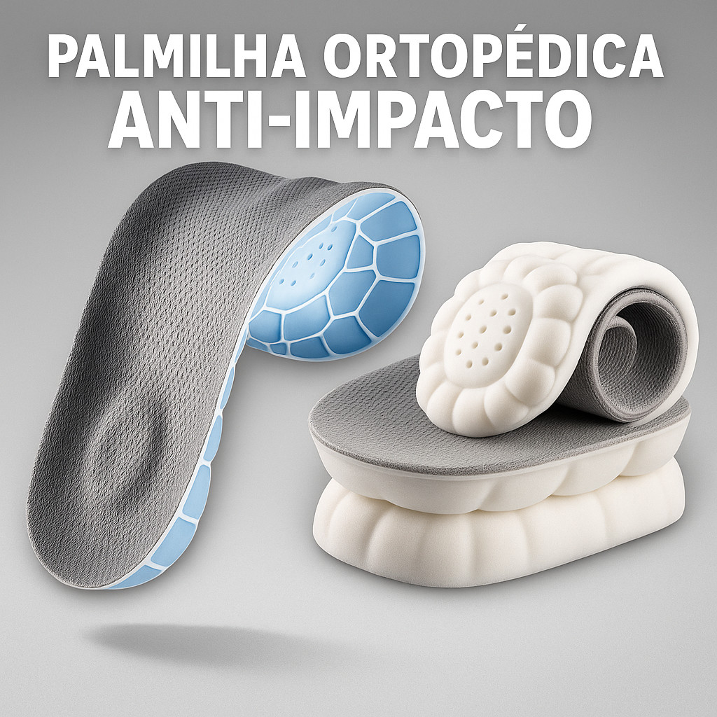 Palmilha Ortopédica 4D Gel Macia Suporte de Arco 