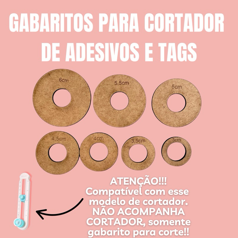 Kit Gabaritos para Corte de Adesivos Tags Redondo 