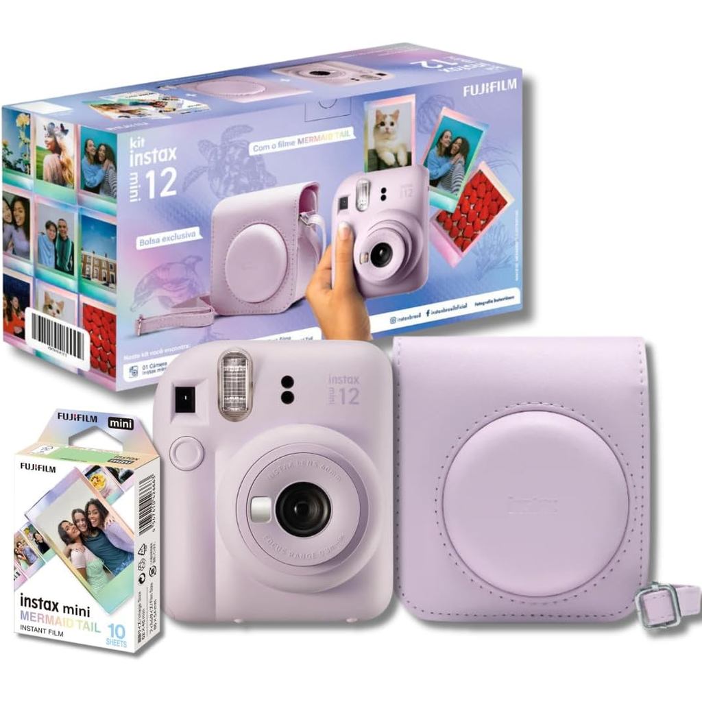 Kit Câmera Instax Mini 12 com pack 10 fotos Merma