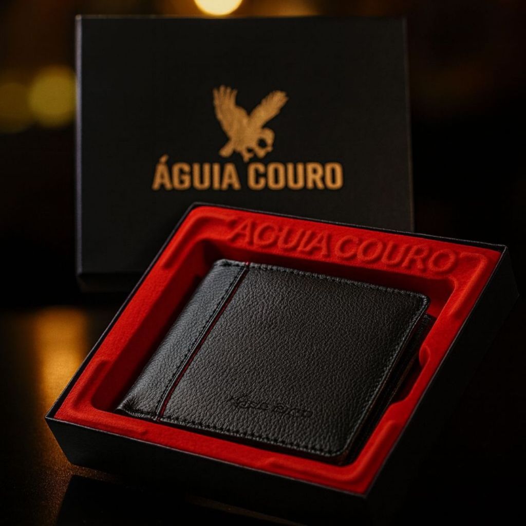 Carteira masculina de couro premium legítimo 100%