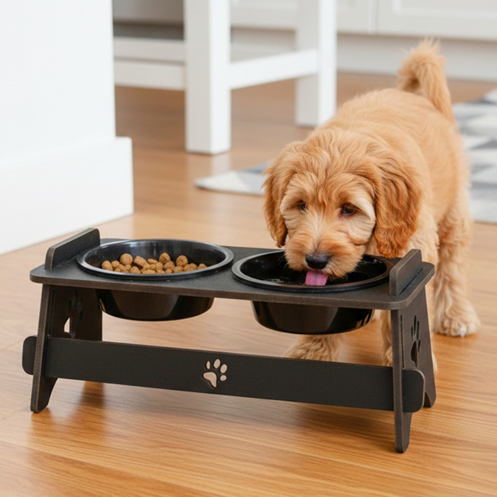 Comedouro Pet Elevado Com Tigela e Tampa Para Gat