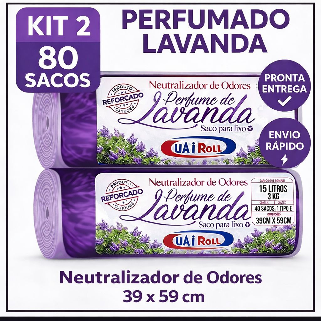 Saco De Lixo Kit 80 Unidades 15 Litros Tira Odor P