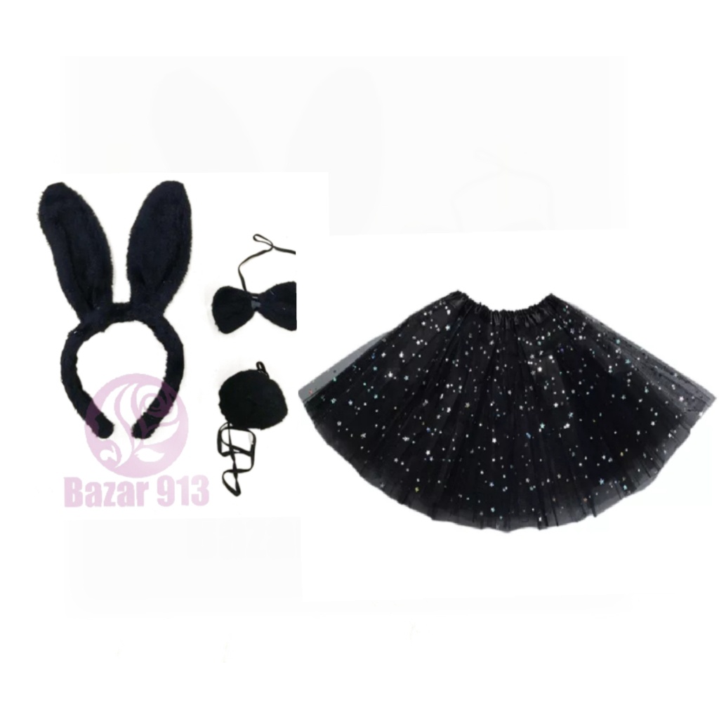 Kit Coelho Anjo Minne Gatinha + Saia Tule para Inf